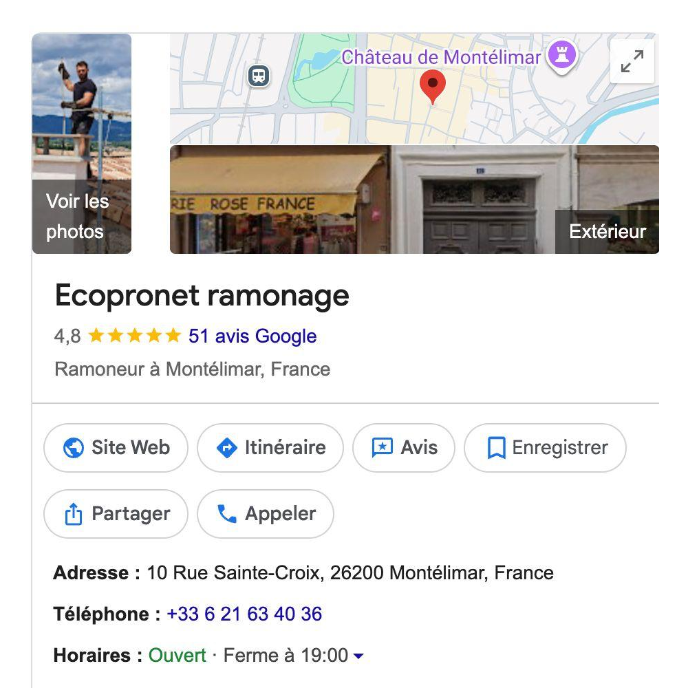Résultats Google Business Profile Ecopronet